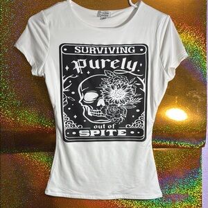 White Graphic Tee - Surviving Purely Out of Spite